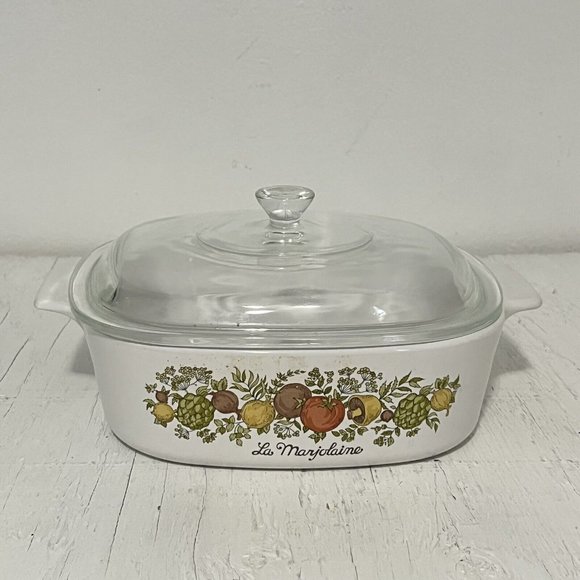 Vintage 2 quart Corning Ware Spice of Life La Marjolaine A-2-B with lid P-9-C-1 - Picture 3 of 11
